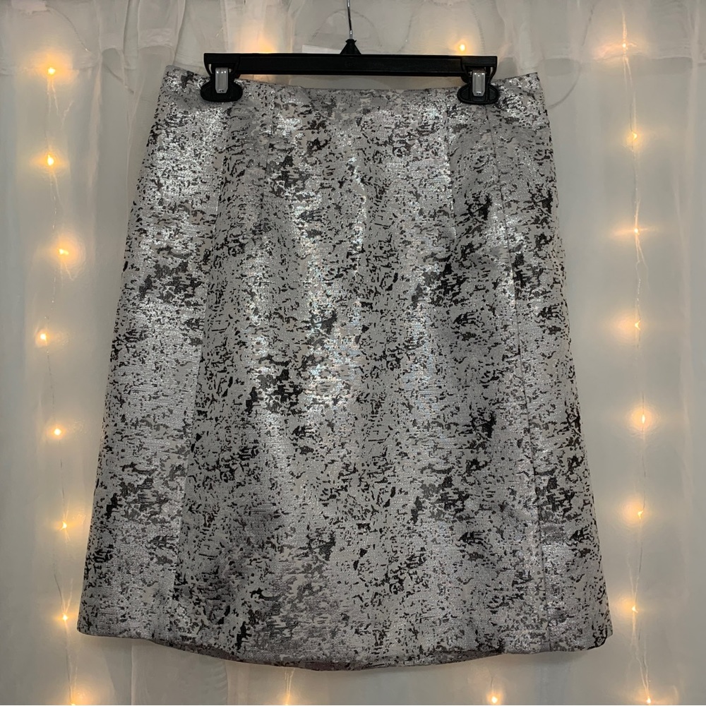 Silver Metallic Pencil Skirt